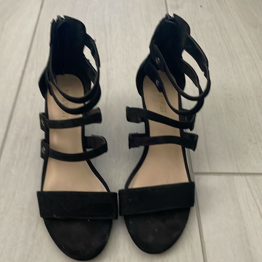 Black Suede Wedges with zipper